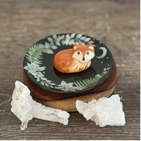 Green Fox Ceramic Trinket Dish