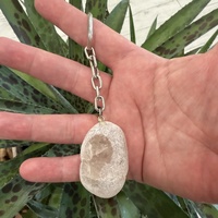 Clear Quartz Ema Egg Keyring