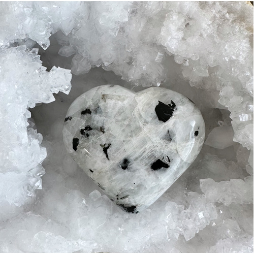 Moonstone with Black Tourmaline Heart